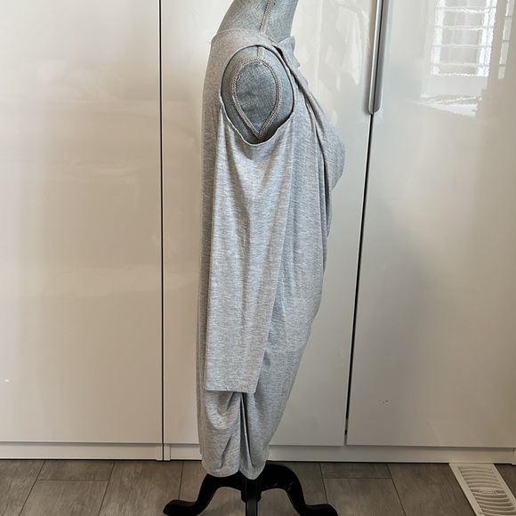 BRIAN BAILEY NWOT Grey Cotton Dress Cut Out Long Sleeve Jersey Fitted, Size XL - Picture 10 of 11